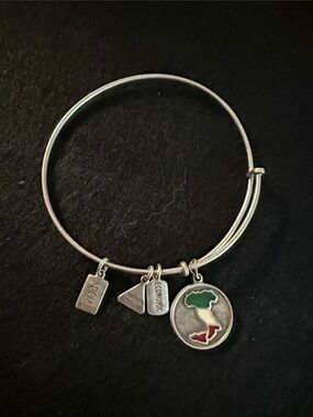 Silver Map Charm Bangle Bracelet